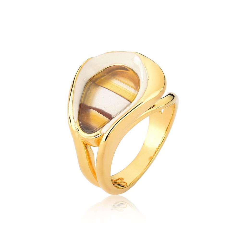 Anel Lagoa dos Peixes - Anel em banho de ouro 24k - Coleção Lençóis - HELLAS