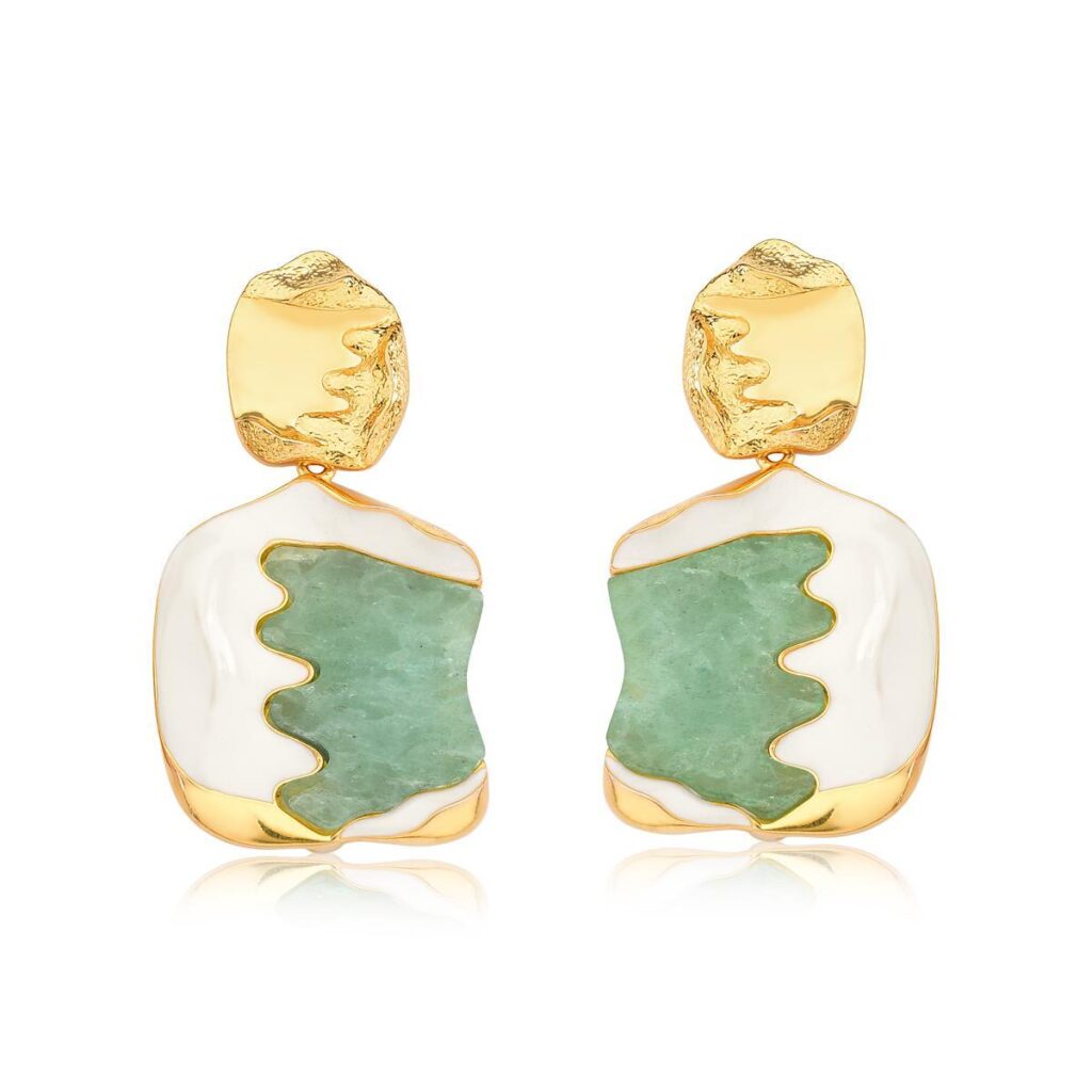 Brinco Lagoa Azul - Brinco em banho de ouro 24k - Coleção Lençóis - HELLAS