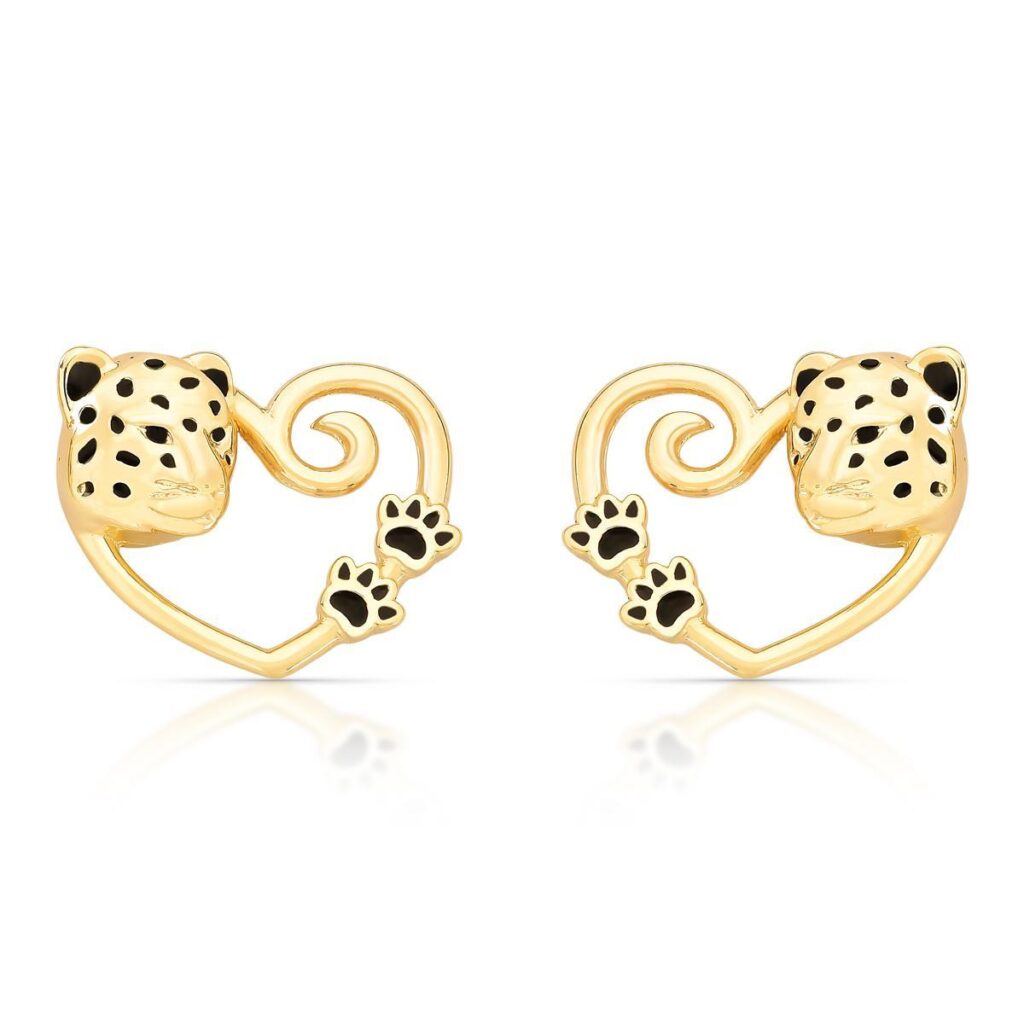 Brinco Onça - Brinco em banho de ouro 24k - Coleção Amazônia - HELLAS